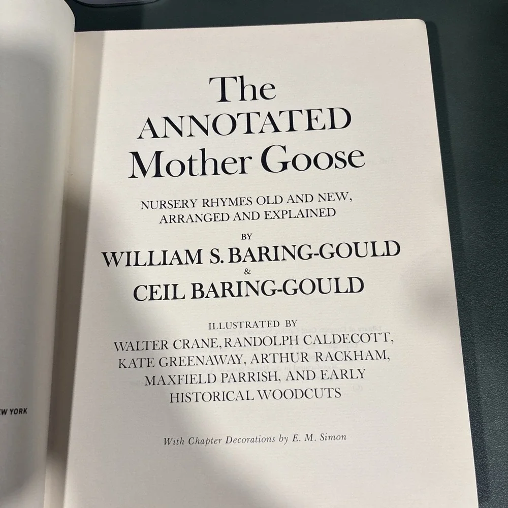 Vintage 1962 The Annotated Mother Goose Hardcover First Edition Baring-Gould